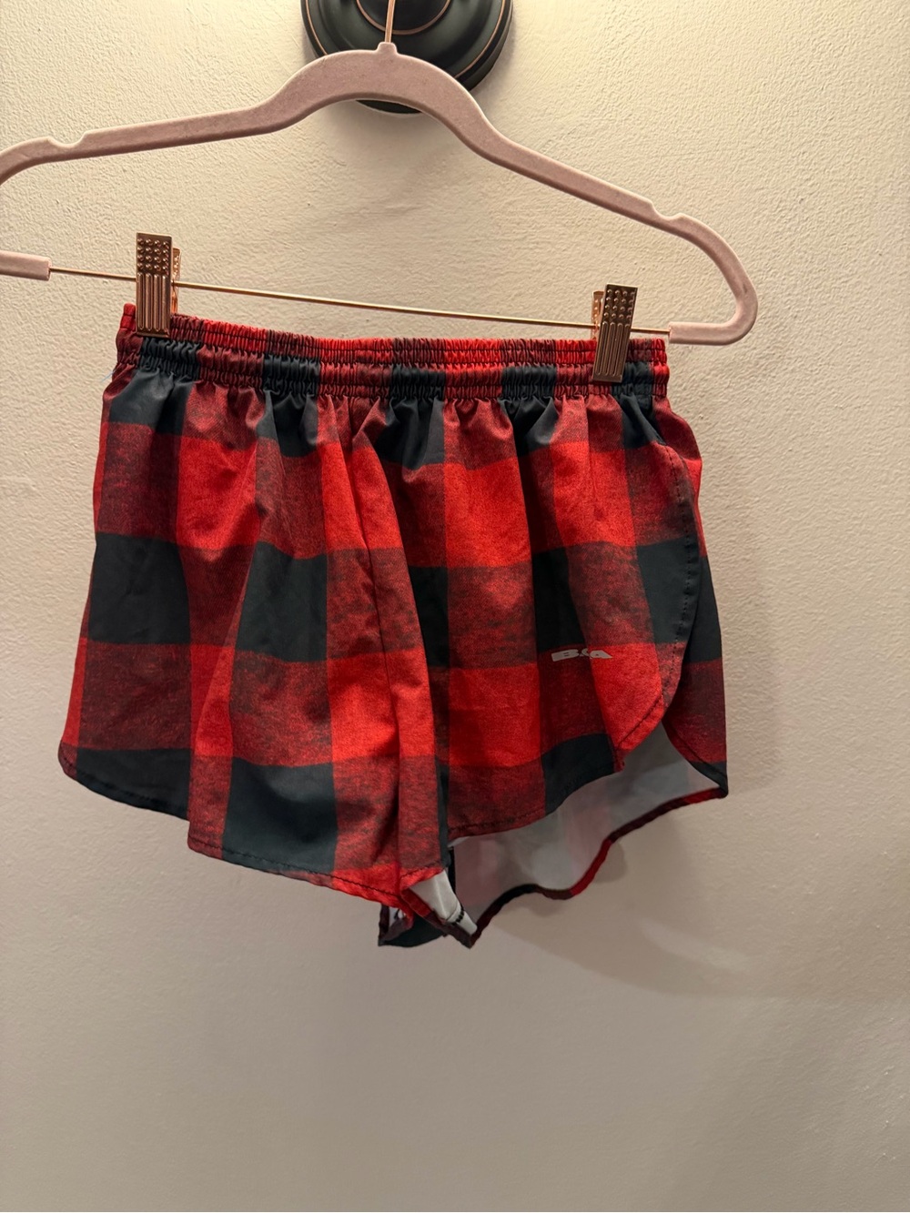 Women’s Red & Black Plaid Running Shorts